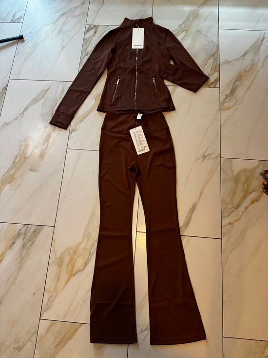 lululemon athletica Pants - lululemon athletica Brown Zip Jacket & Flare Pants Set